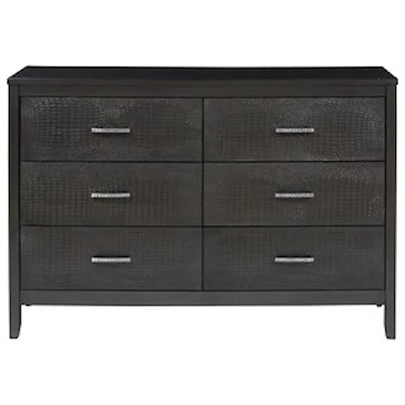 Contemporary 6-Drawer Dresser with Felt-Lined Drawer